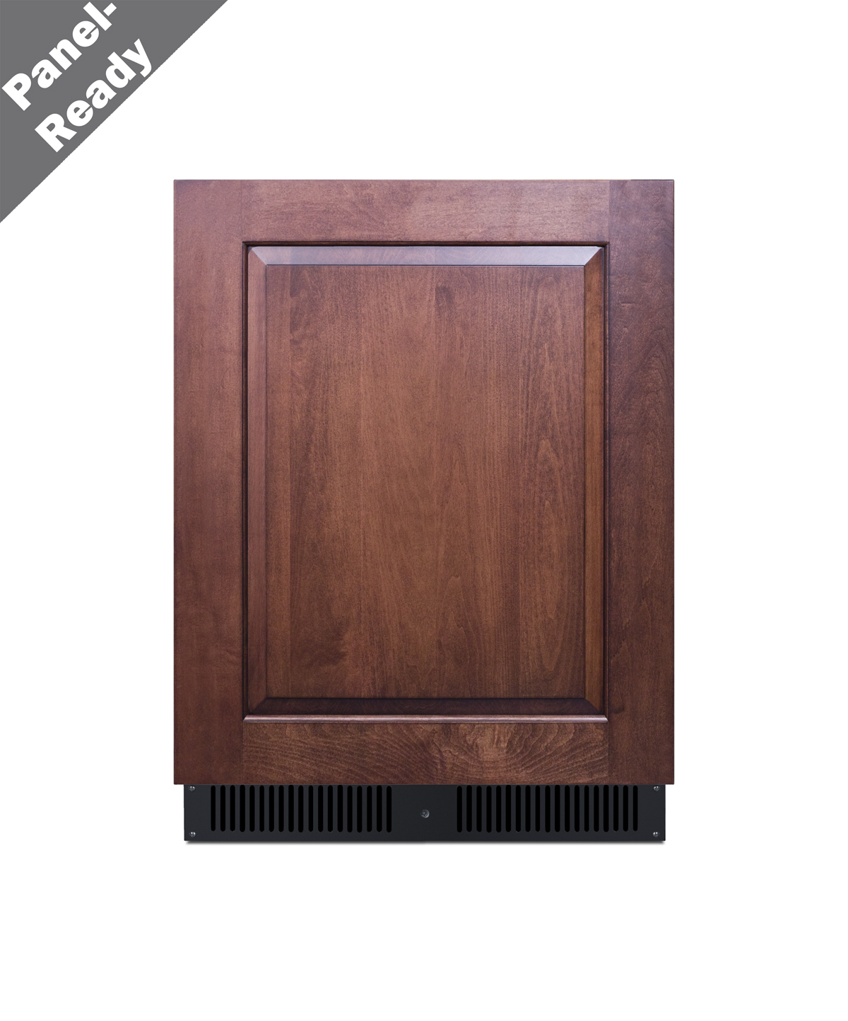 Built-in undercounter ADA compliant all-refrigerator with panel-ready door, black cabinet, door storage, and digital controls